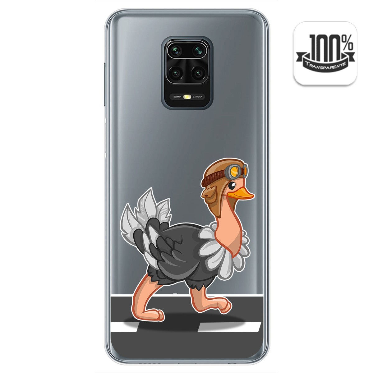 Funda Gel Transparente para Xiaomi Redmi Note 9S / Note 9 Pro diseño Avestruz Dibujos