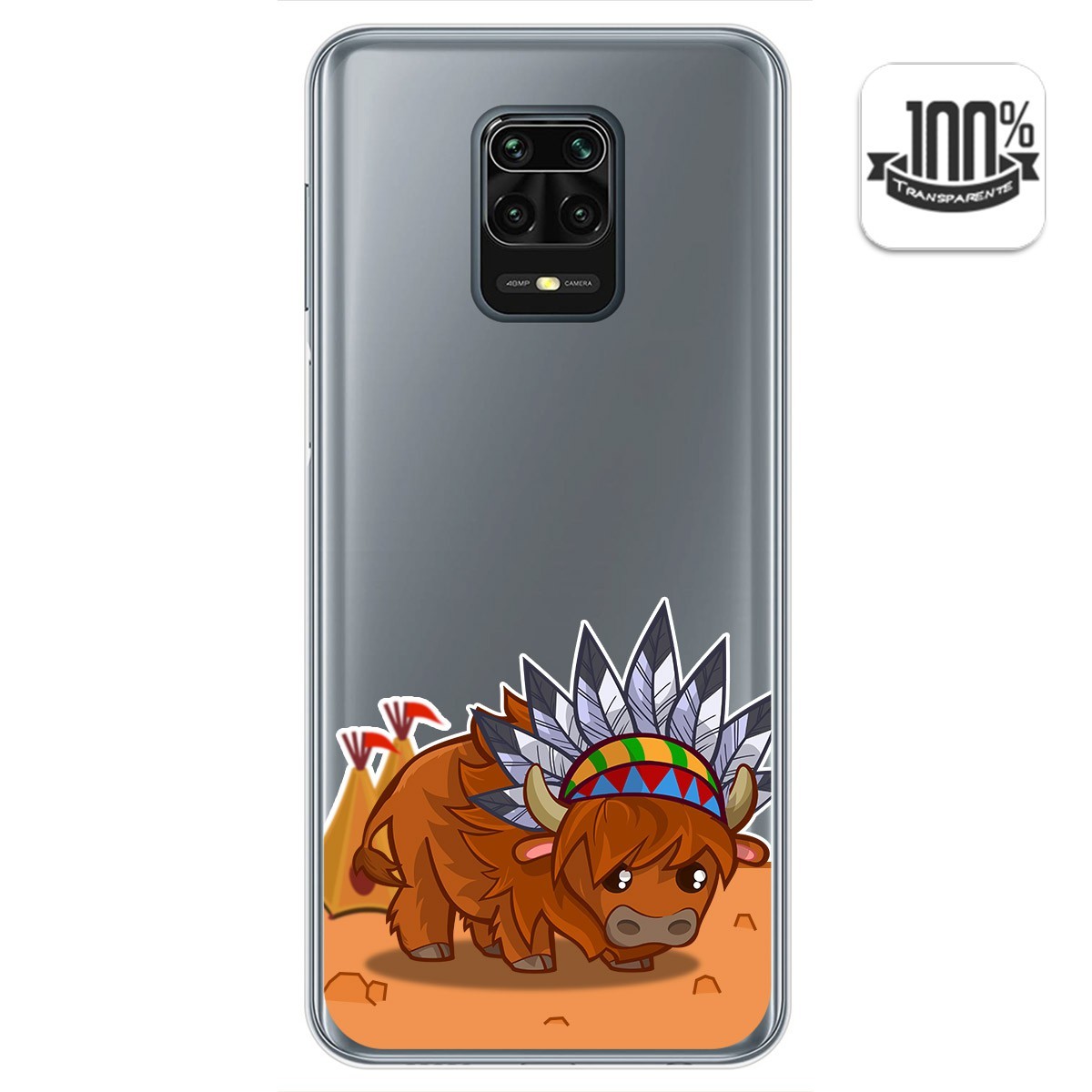 Funda Gel Transparente para Xiaomi Redmi Note 9S / Note 9 Pro diseño Bufalo Dibujos