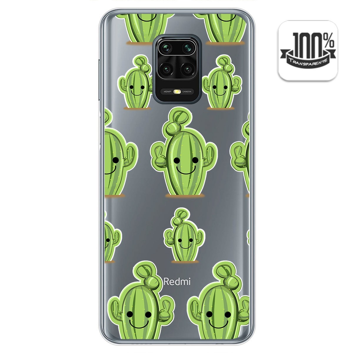 Funda Gel Transparente para Xiaomi Redmi Note 9S / Note 9 Pro diseño Cactus Dibujos