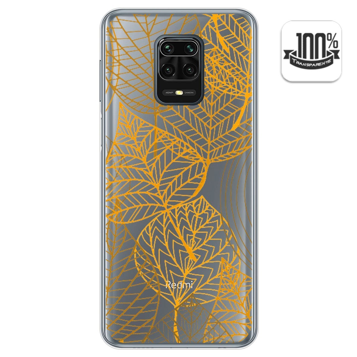 Funda Gel Transparente para Xiaomi Redmi Note 9S / Note 9 Pro diseño Hojas Dibujos