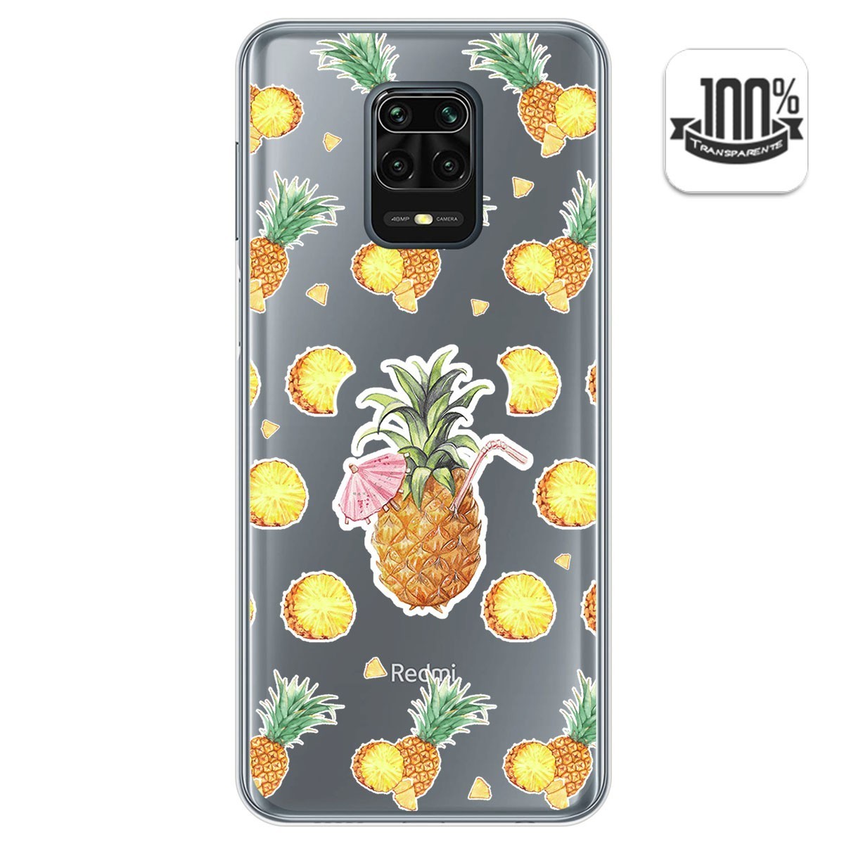 Funda Gel Transparente para Xiaomi Redmi Note 9S / Note 9 Pro diseño Piña Dibujos