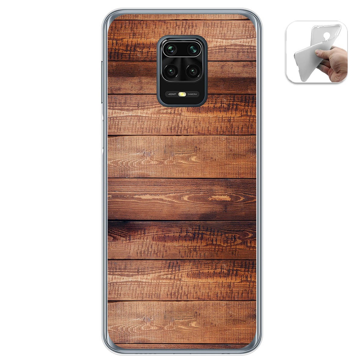 Funda Gel Tpu para Xiaomi Redmi Note 9S / Note 9 Pro diseño Madera 02 Dibujos