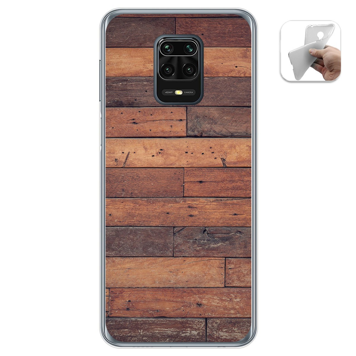 Funda Gel Tpu para Xiaomi Redmi Note 9S / Note 9 Pro diseño Madera 03 Dibujos