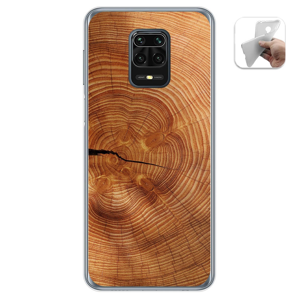 Funda Gel Tpu para Xiaomi Redmi Note 9S / Note 9 Pro diseño Madera 04 Dibujos