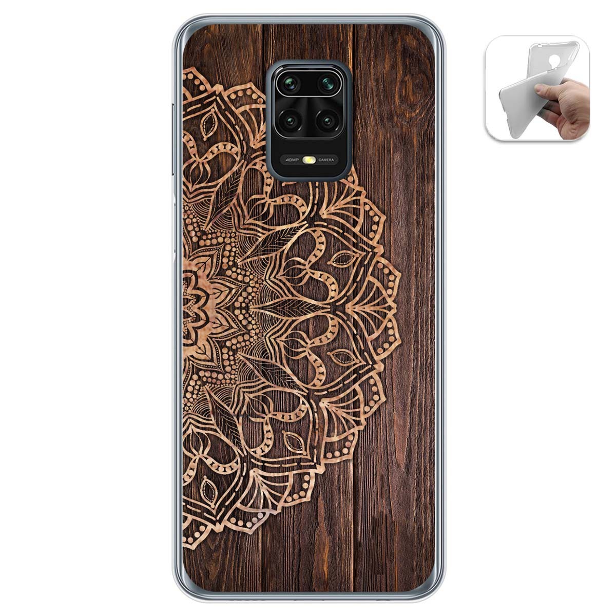 Funda Gel Tpu para Xiaomi Redmi Note 9S / Note 9 Pro diseño Madera 06 Dibujos