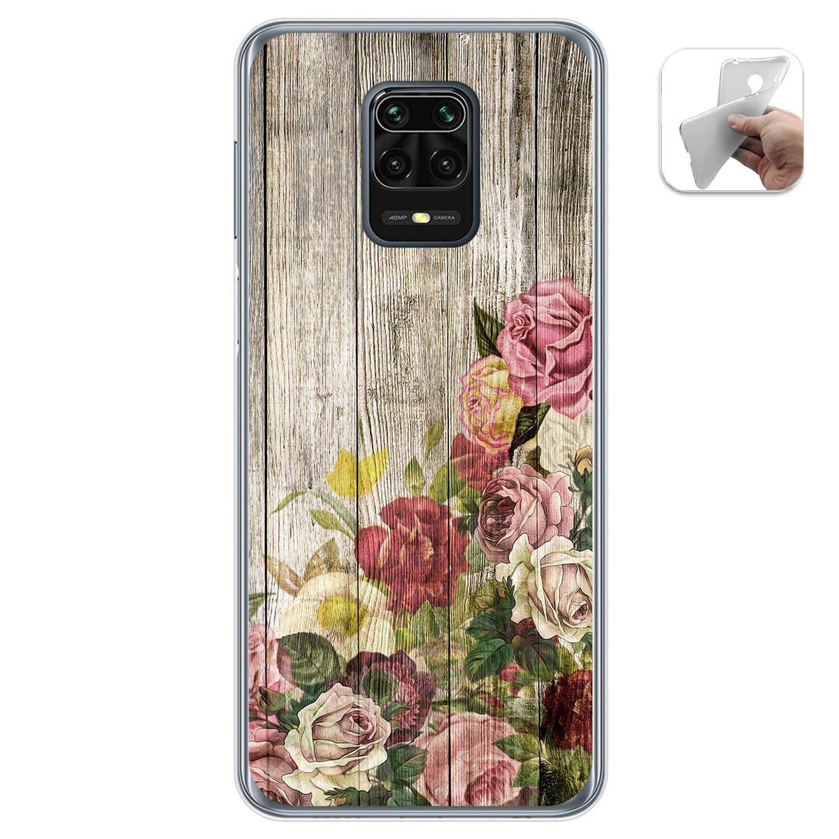 Funda Gel Tpu para Xiaomi Redmi Note 9S / Note 9 Pro diseño Madera 08 Dibujos