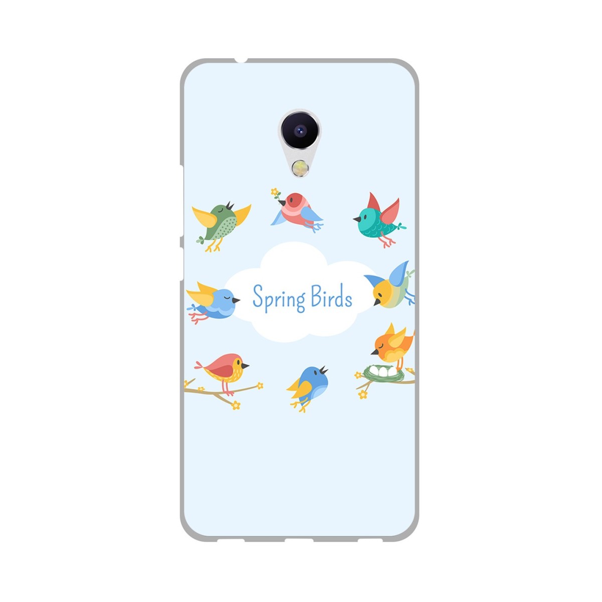 Funda Gel Tpu para Meizu M5S Diseño Spring Birds Dibujos