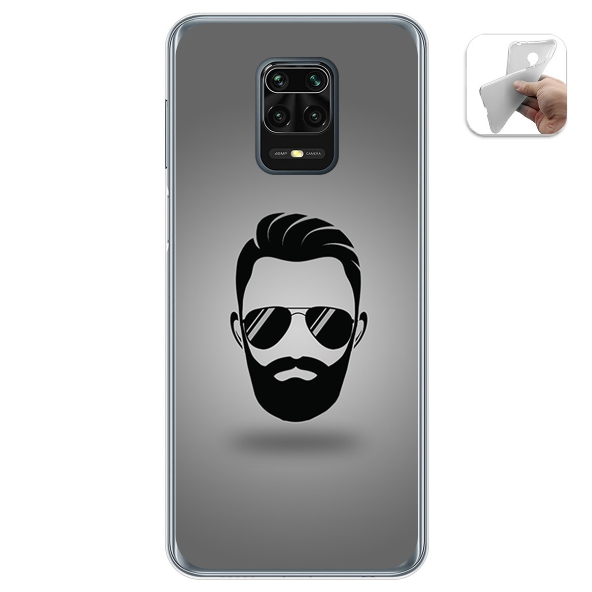 Funda Gel Tpu para Xiaomi Redmi Note 9S / Note 9 Pro diseño Barba Dibujos