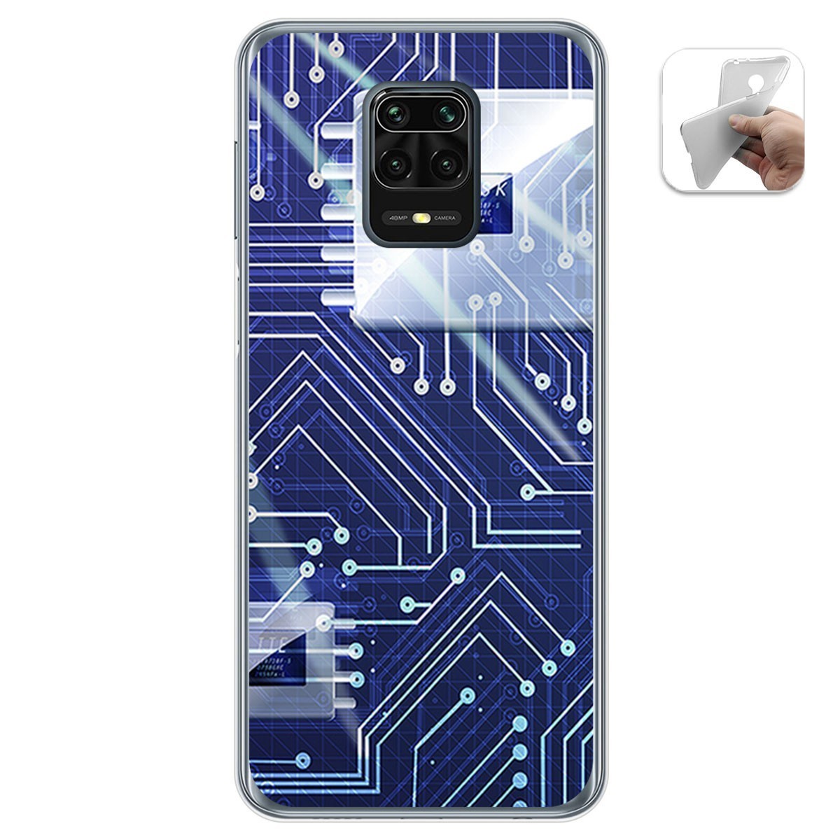 Funda Gel Tpu para Xiaomi Redmi Note 9S / Note 9 Pro diseño Circuito Dibujos