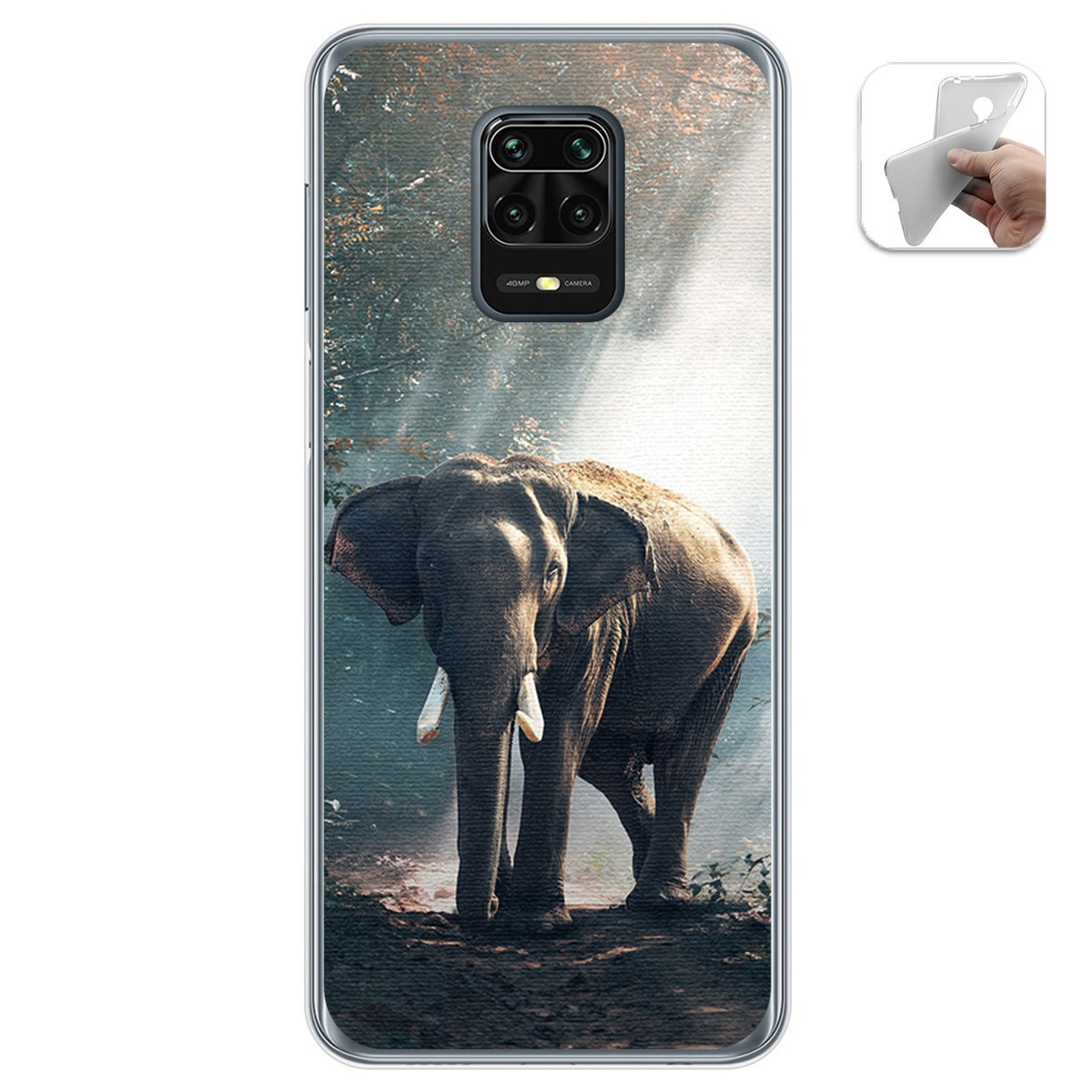 Funda Gel Tpu para Xiaomi Redmi Note 9S / Note 9 Pro diseño Elefante Dibujos