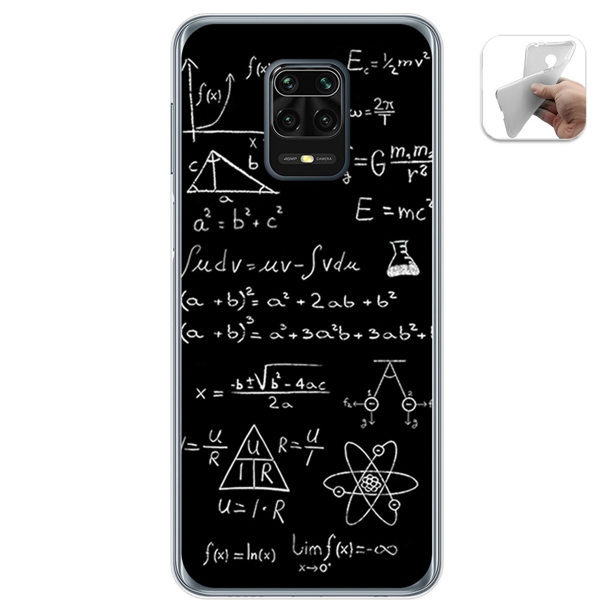 Funda Gel Tpu para Xiaomi Redmi Note 9S / Note 9 Pro diseño Formulas Dibujos