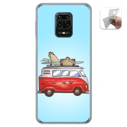 Funda Gel Tpu para Xiaomi Redmi Note 9S / Note 9 Pro diseño Furgoneta Dibujos