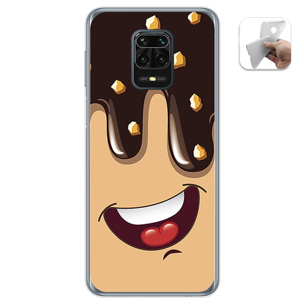 Funda Gel Tpu para Xiaomi Redmi Note 9S / Note 9 Pro diseño Helado Chocolate Dibujos
