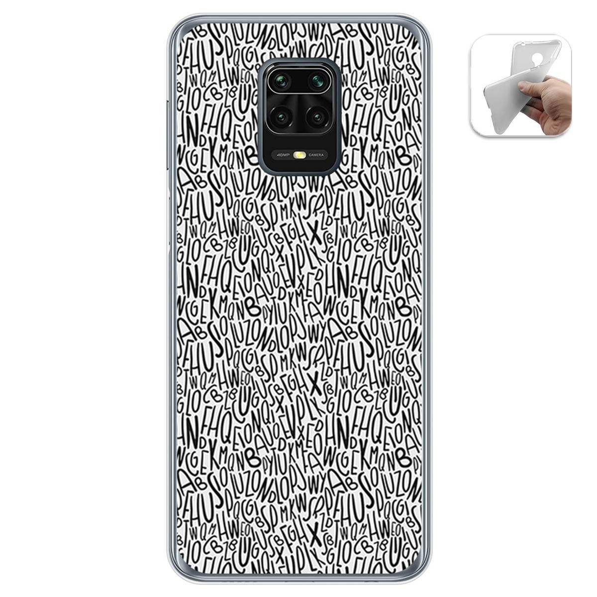 Funda Gel Tpu para Xiaomi Redmi Note 9S / Note 9 Pro diseño Letras Dibujos