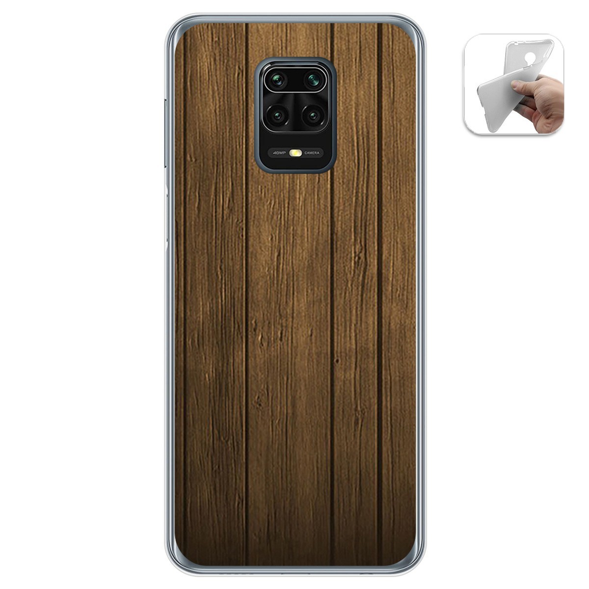 Funda Gel Tpu para Xiaomi Redmi Note 9S / Note 9 Pro diseño Madera Dibujos