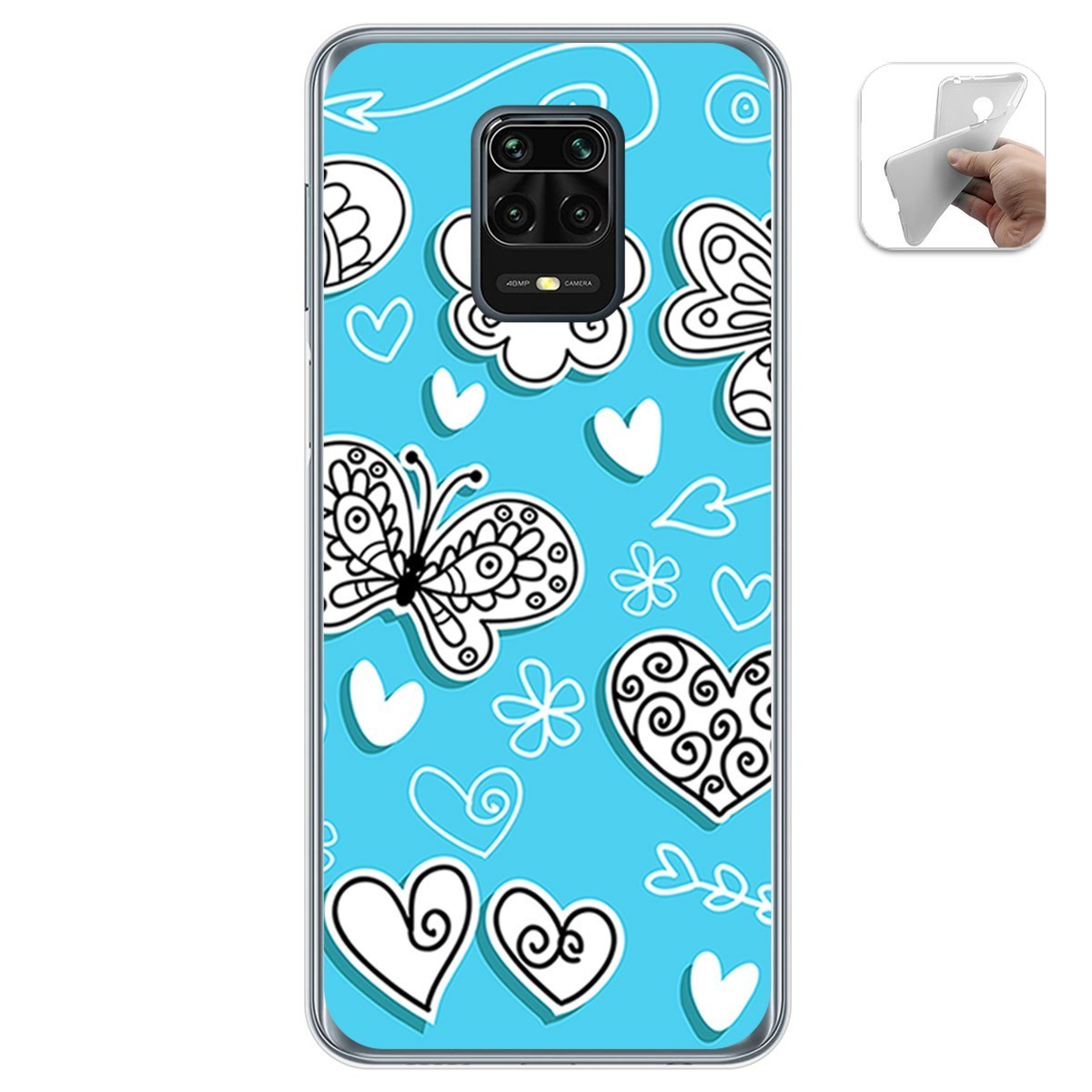 Funda Gel Tpu para Xiaomi Redmi Note 9S / Note 9 Pro diseño Mariposas Dibujos