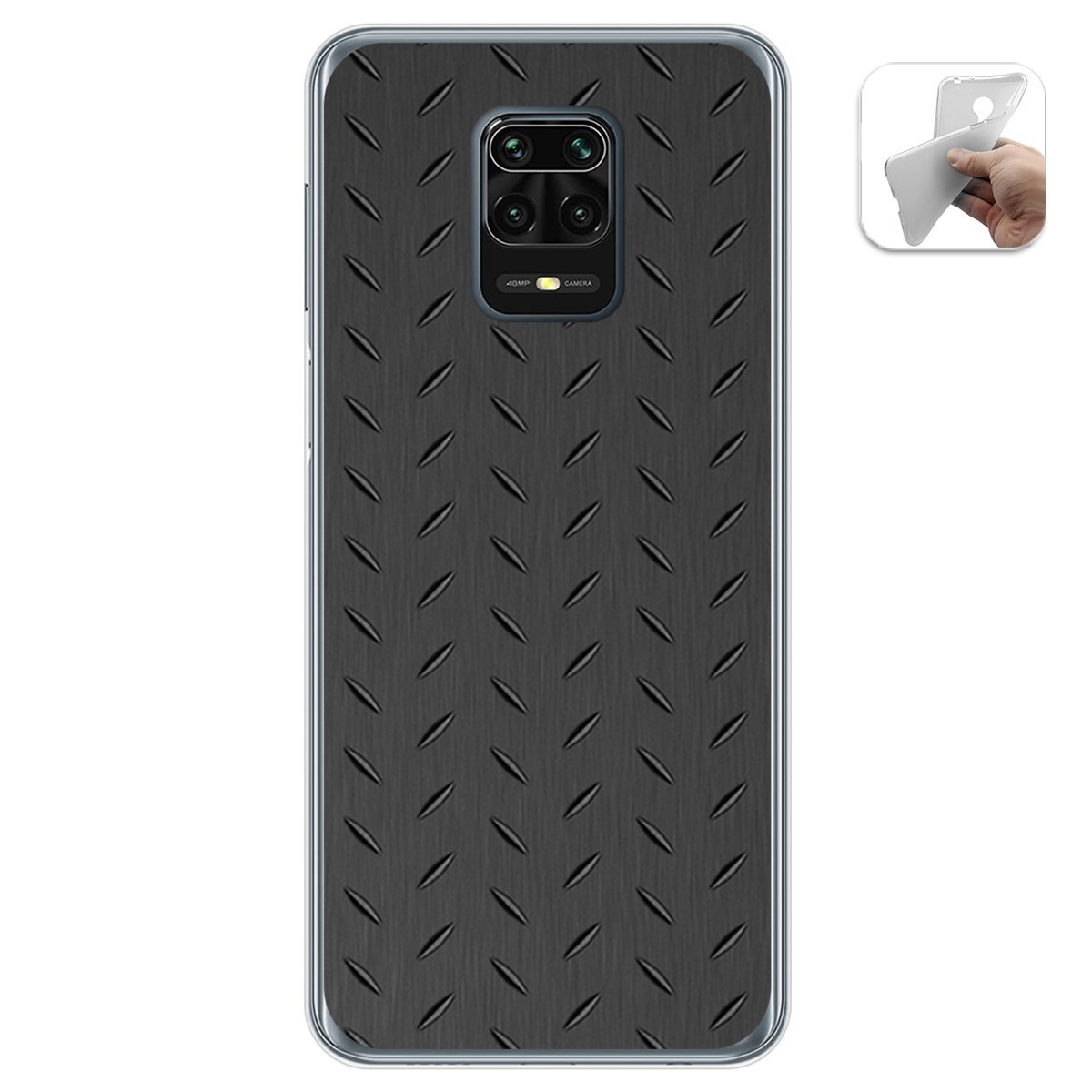 Funda Gel Tpu para Xiaomi Redmi Note 9S / Note 9 Pro diseño Metal Dibujos