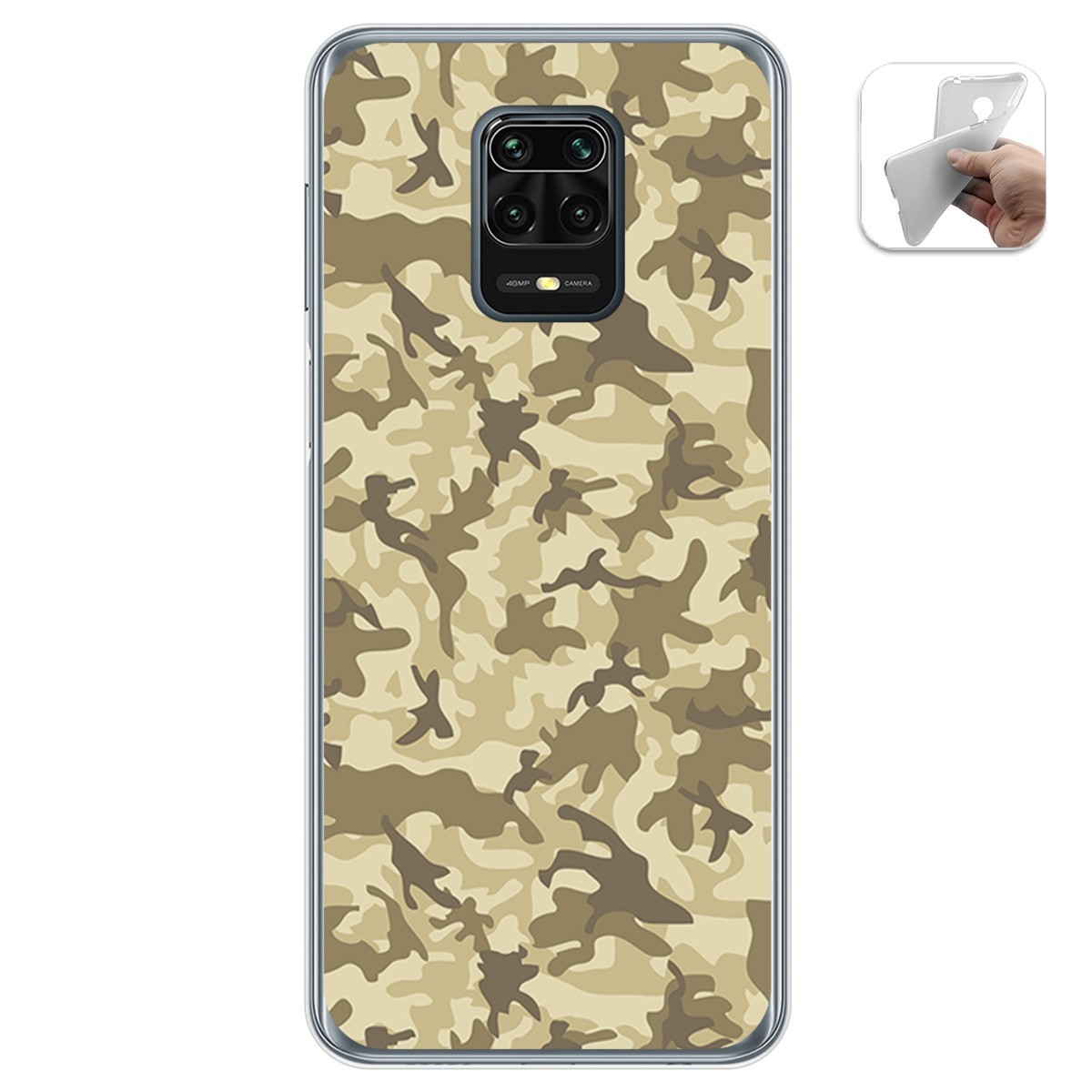 Funda Gel Tpu para Xiaomi Redmi Note 9S / Note 9 Pro diseño Sand Camuflaje Dibujos