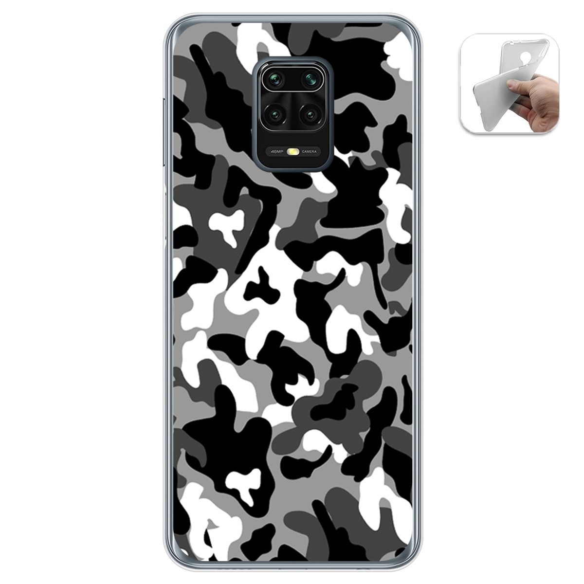 Funda Gel Tpu para Xiaomi Redmi Note 9S / Note 9 Pro diseño Snow Camuflaje Dibujos