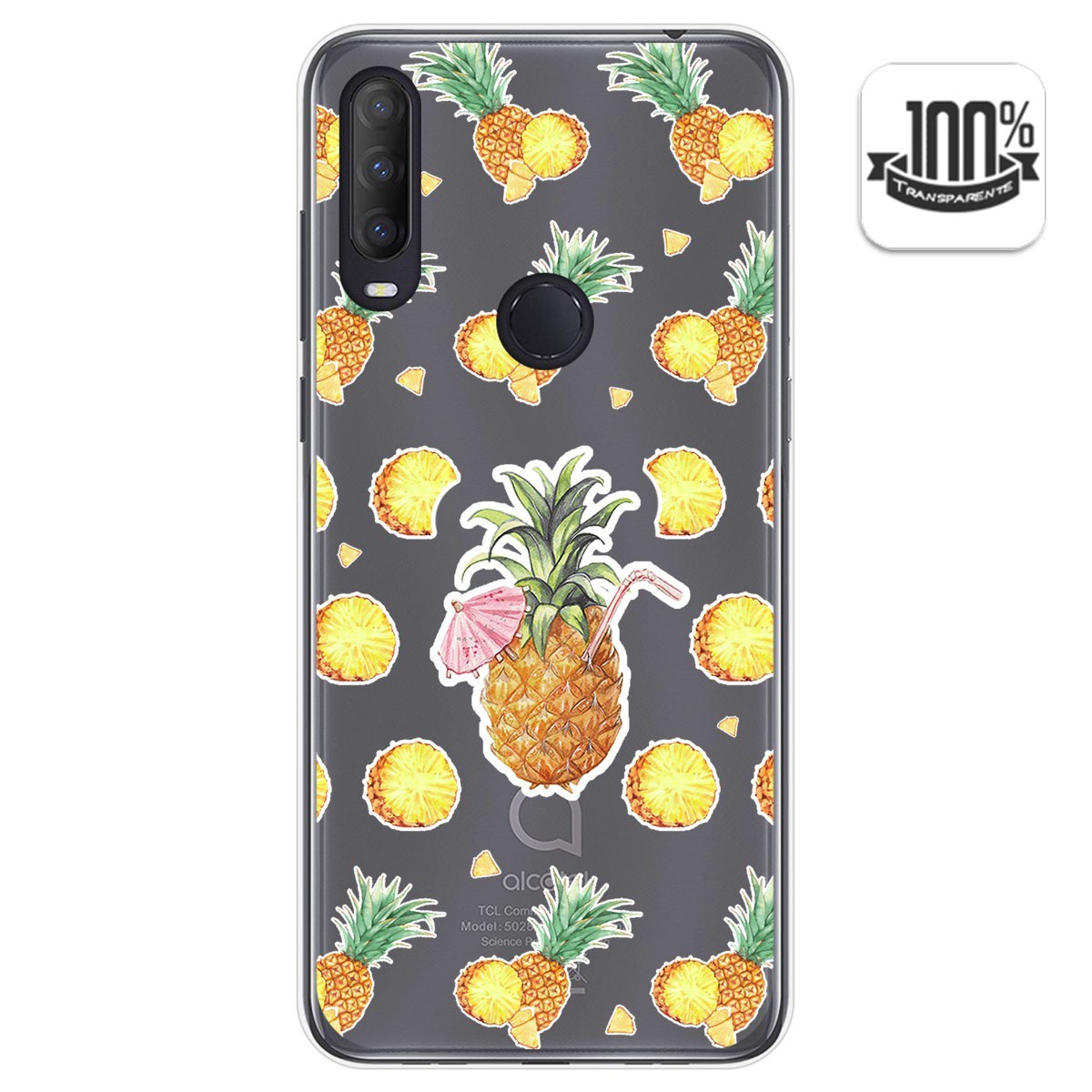 Funda Gel Transparente para Alcatel 1S 2020 / 3L 2020 diseño Piña Dibujos