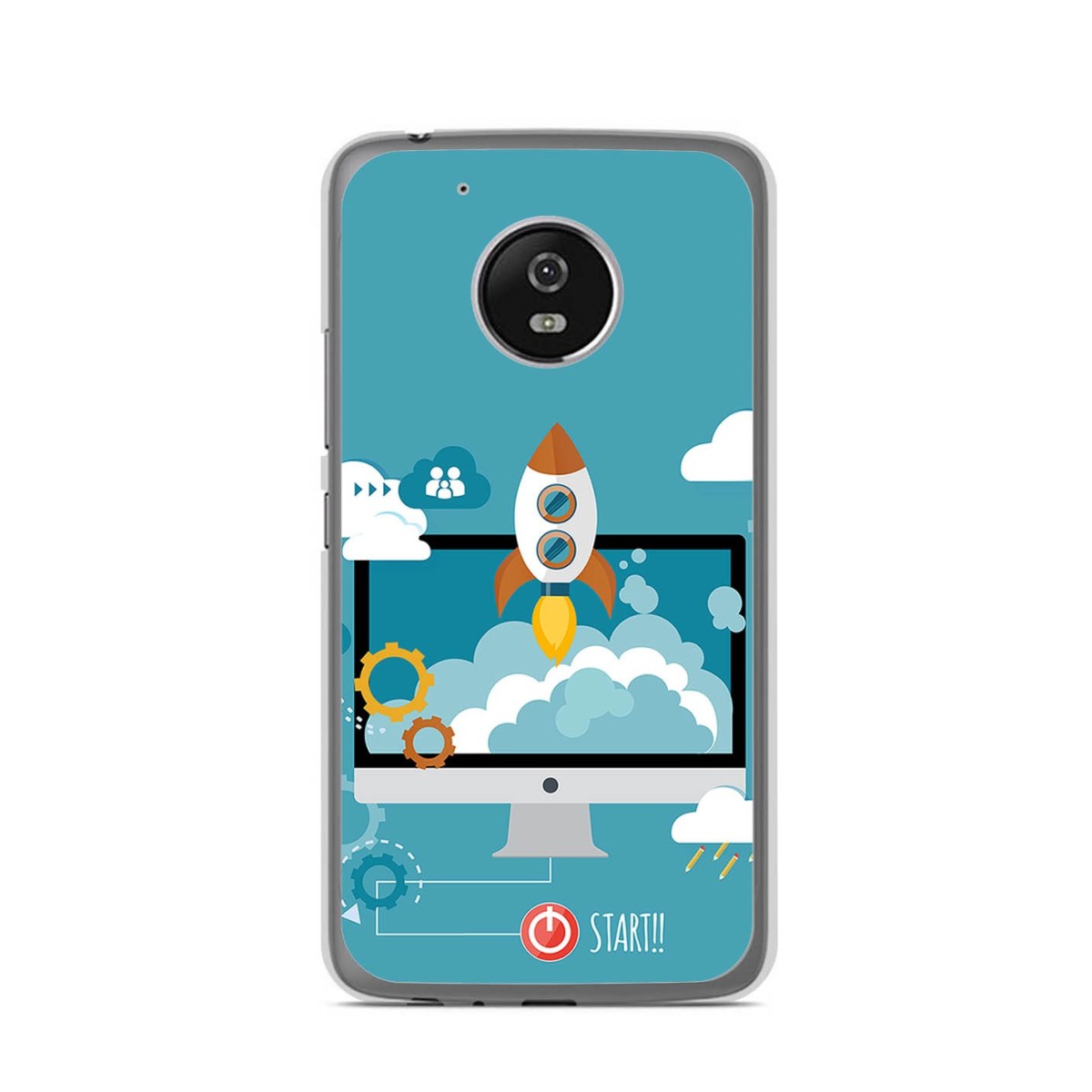 Funda Gel Tpu para Lenovo Moto G5 Diseño Cohete Dibujos