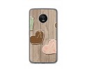 Funda Gel Tpu para Lenovo Moto G5 Diseño Corazones Madera Dibujos
