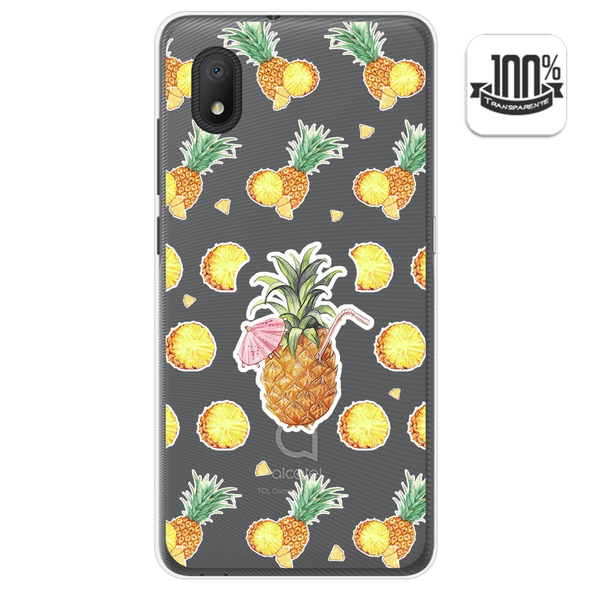 Funda Gel Transparente para Alcatel 1B 2020 diseño Piña Dibujos