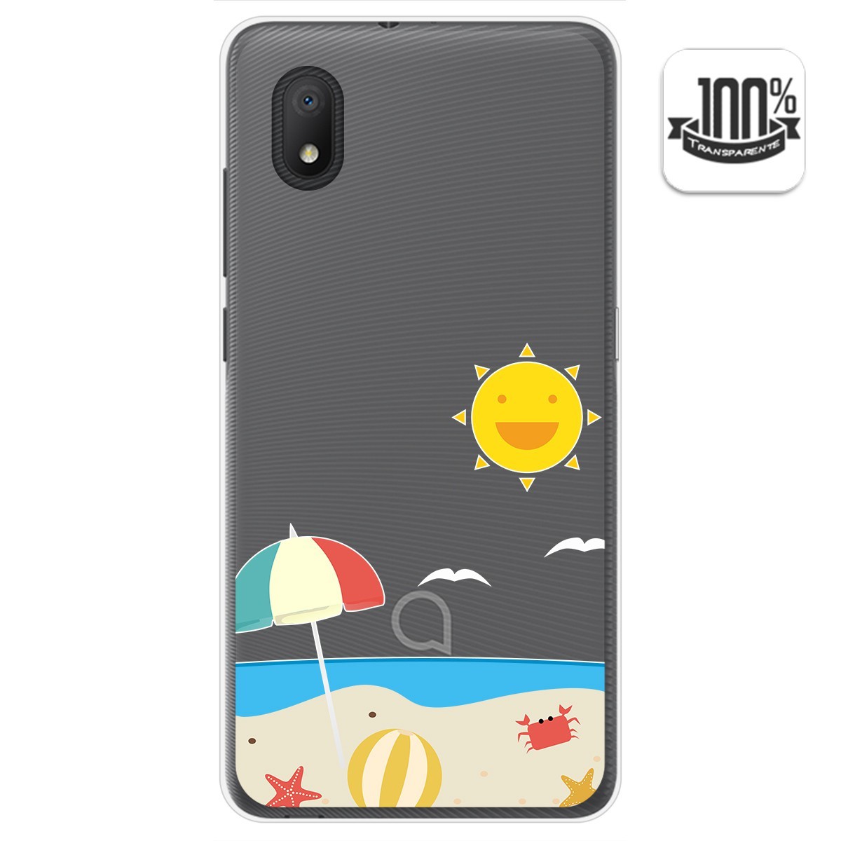Funda Gel Transparente para Alcatel 1B 2020 diseño Playa Dibujos