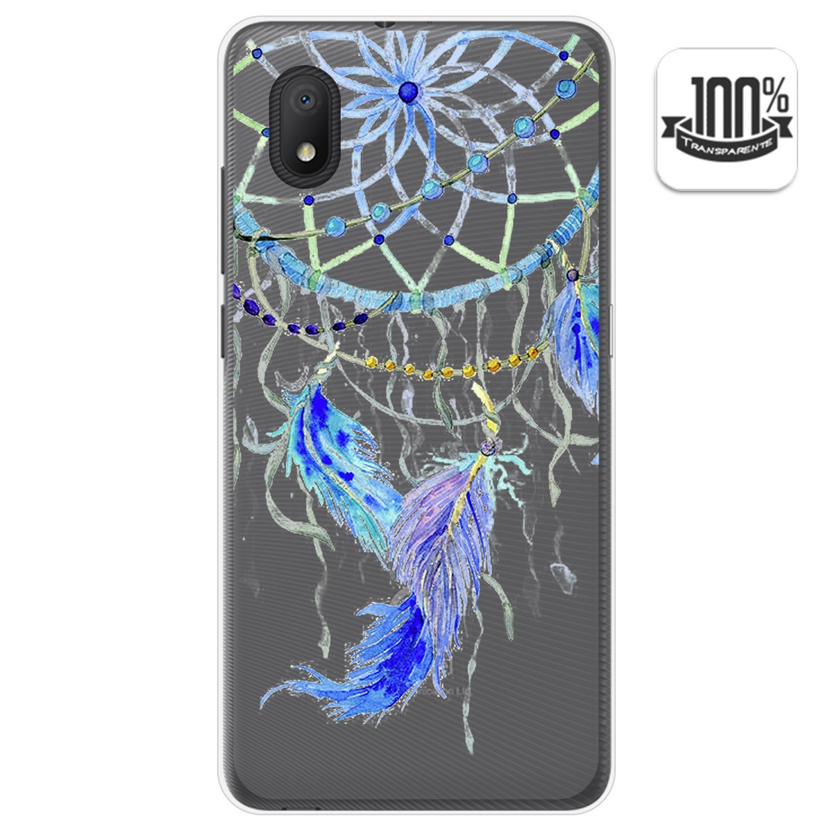 Funda Gel Transparente para Alcatel 1B 2020 diseño Plumas Dibujos