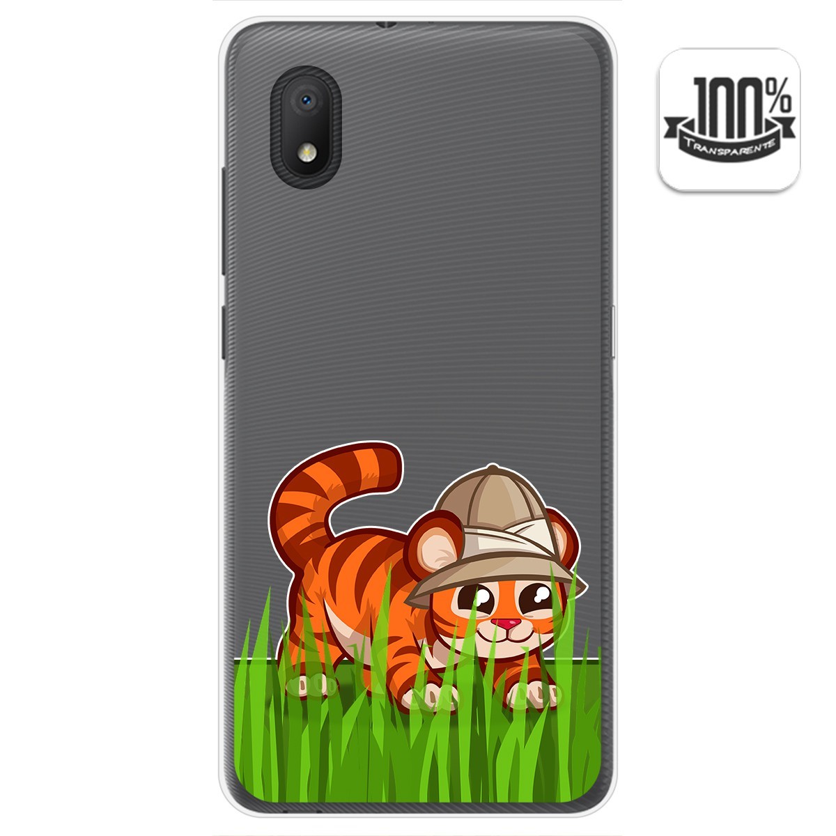 Funda Gel Transparente para Alcatel 1B 2020 diseño Tigre Dibujos