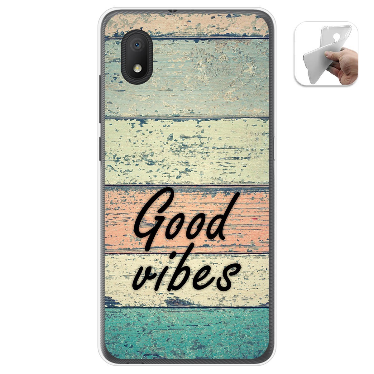 Funda Gel Tpu para Alcatel 1B 2020 diseño Madera 01 Dibujos