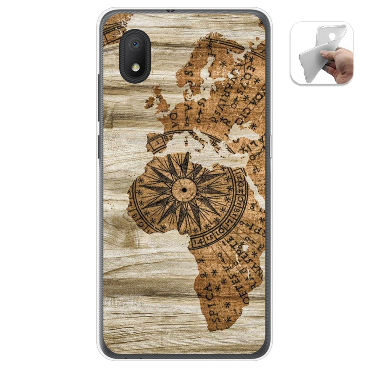 Funda Gel Tpu para Alcatel 1B 2020 diseño Madera 07 Dibujos