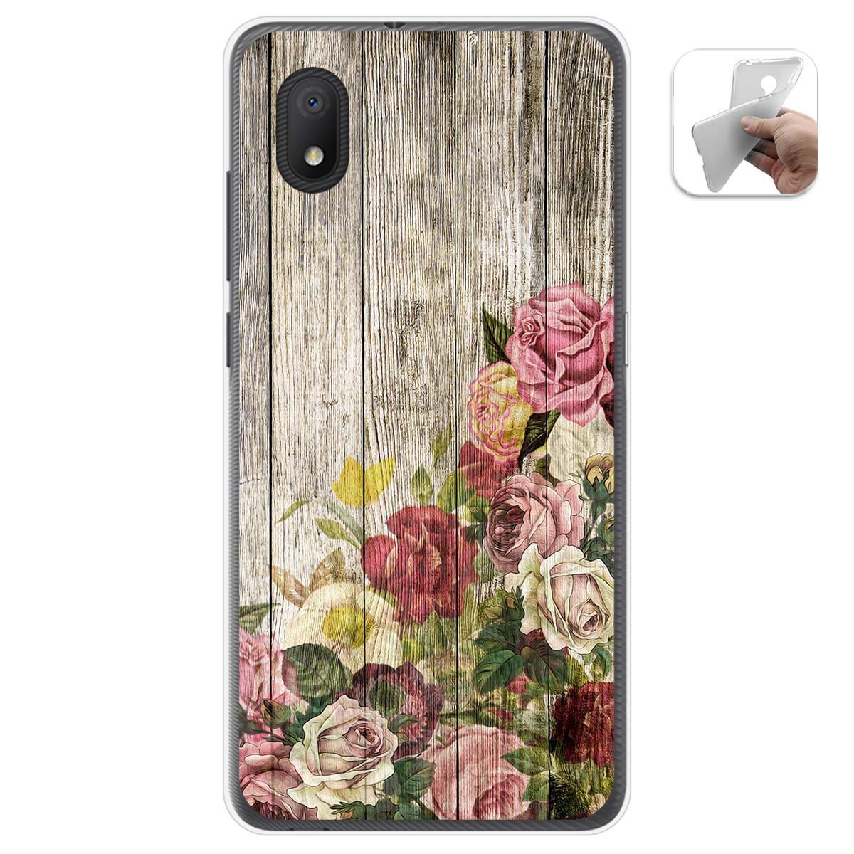 Funda Gel Tpu para Alcatel 1B 2020 diseño Madera 08 Dibujos