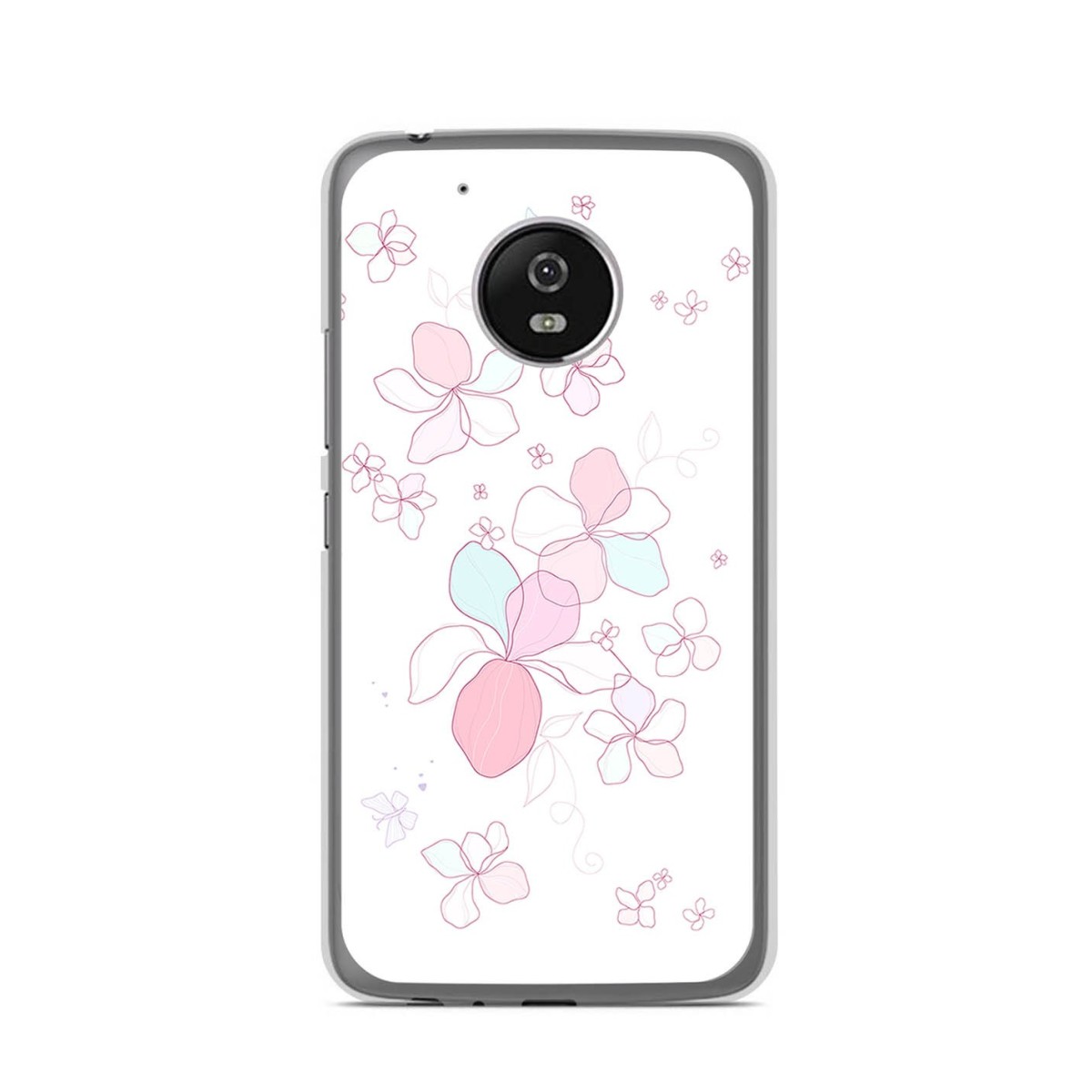 Funda Gel Tpu para Lenovo Moto G5 Diseño Flores Minimal Dibujos
