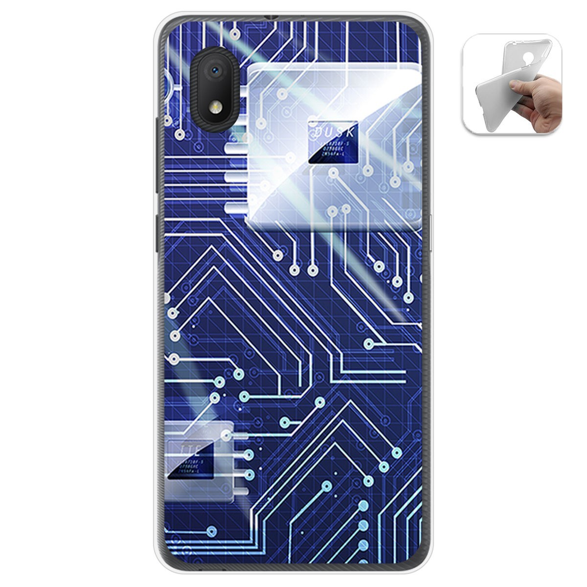 Funda Gel Tpu para Alcatel 1B 2020 diseño Circuito Dibujos