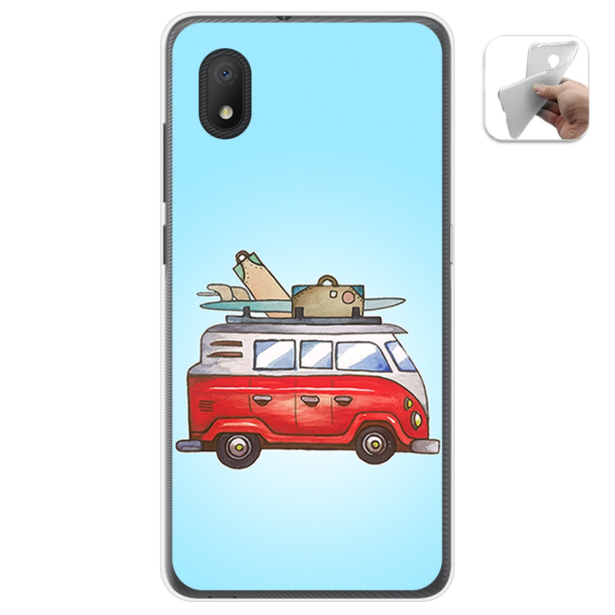 Funda Gel Tpu para Alcatel 1B 2020 diseño Furgoneta Dibujos