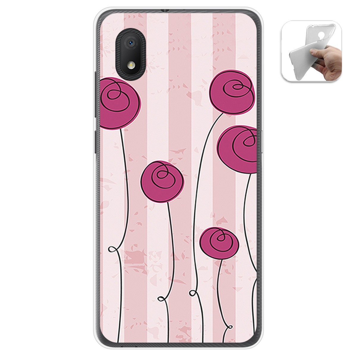 Funda Gel Tpu para Alcatel 1B 2020 diseño Flores Vintage Dibujos