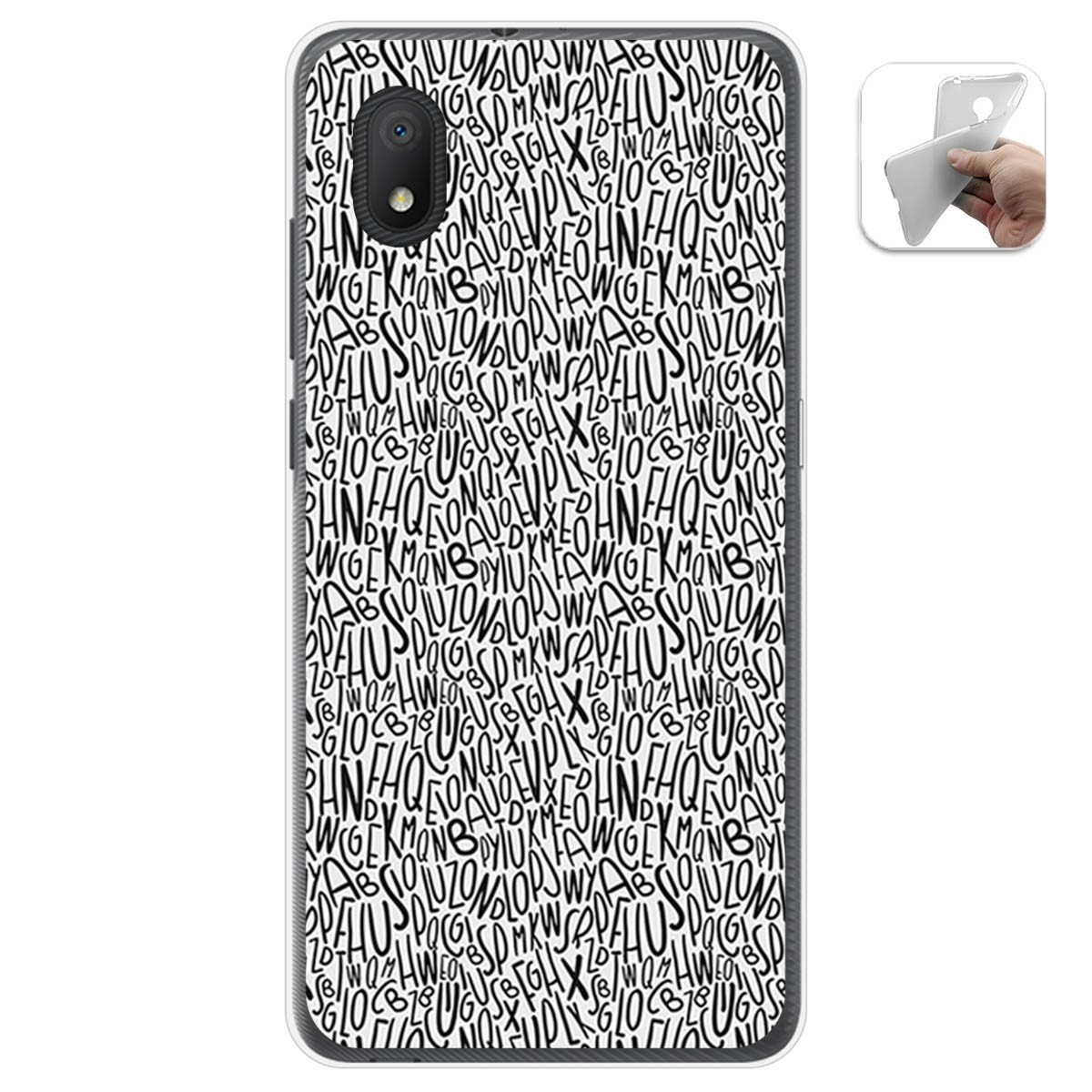 Funda Gel Tpu para Alcatel 1B 2020 diseño Letras Dibujos