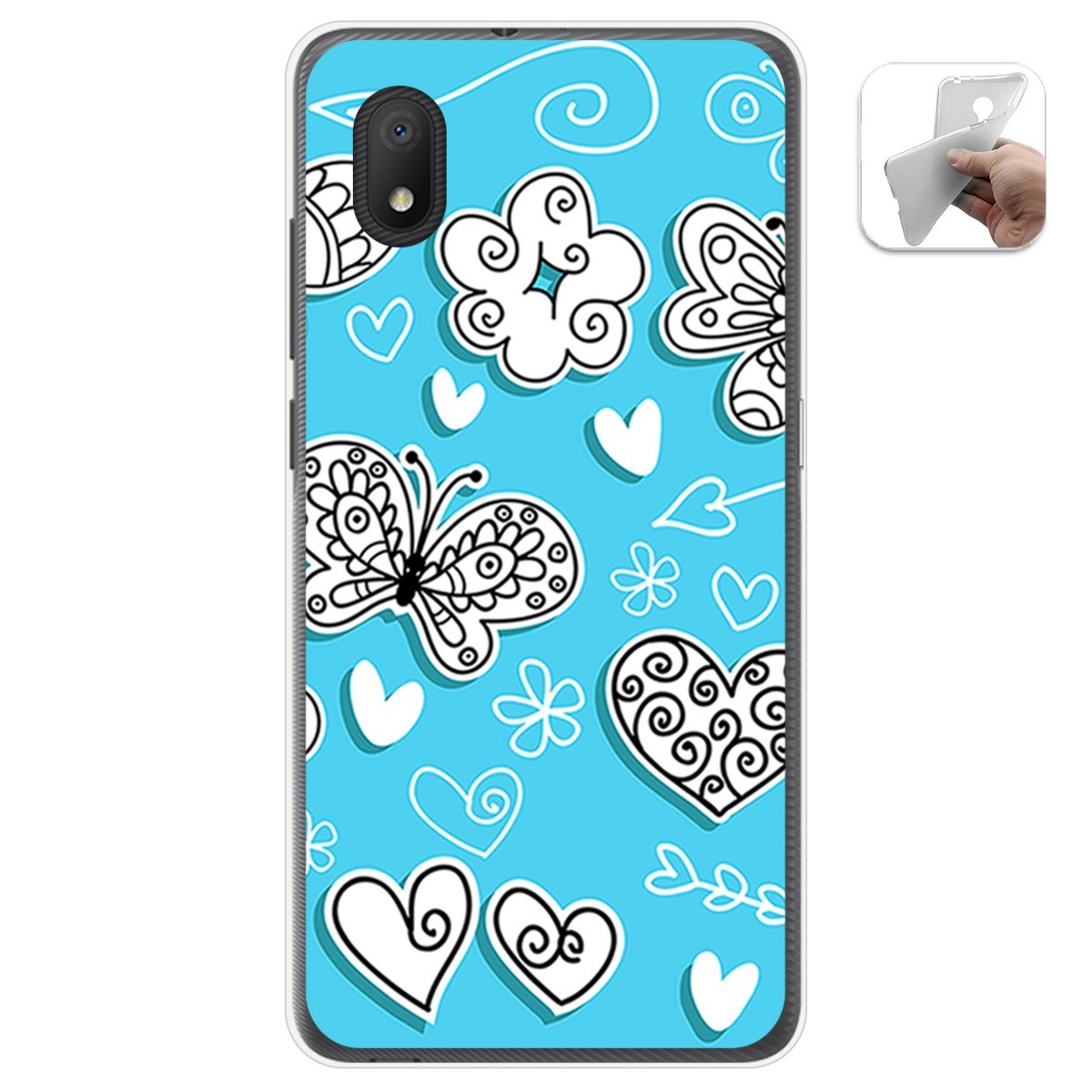 Funda Gel Tpu para Alcatel 1B 2020 diseño Mariposas Dibujos