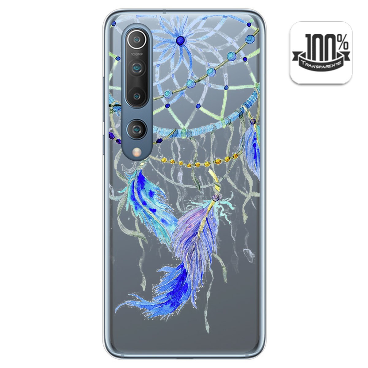 Funda Gel Transparente para Xiaomi Mi 10 / Mi 10 Pro diseño Plumas Dibujos