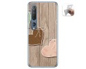Funda Gel Tpu para Xiaomi Mi 10 / Mi 10 Pro diseño Corazones Madera Dibujos