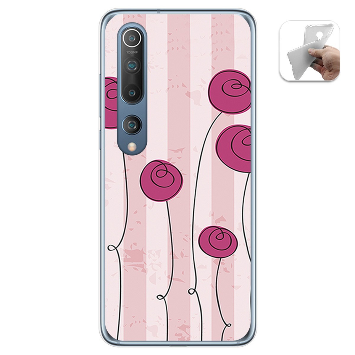 Funda Gel Tpu para Xiaomi Mi 10 / Mi 10 Pro diseño Flores Vintage Dibujos