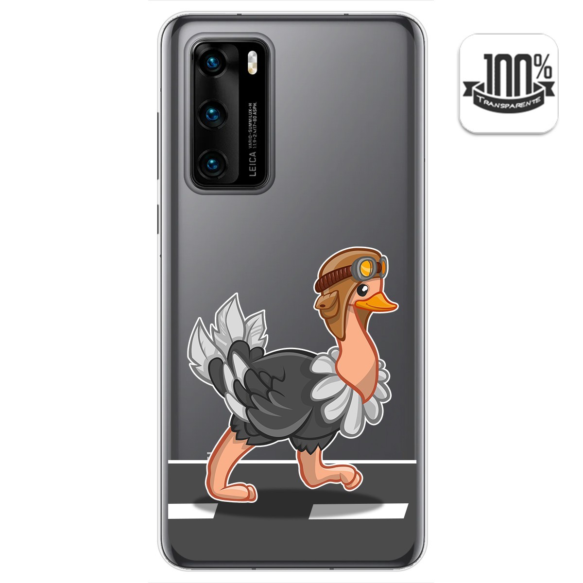 Funda Gel Transparente para Huawei P40 diseño Avestruz Dibujos