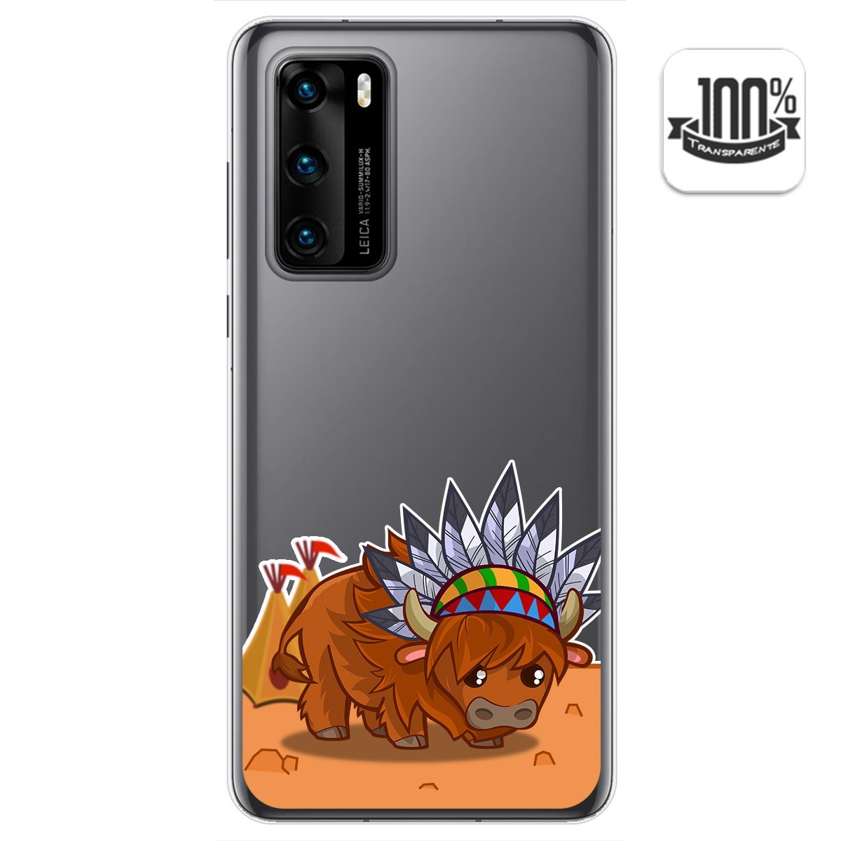 Funda Gel Transparente para Huawei P40 diseño Bufalo Dibujos