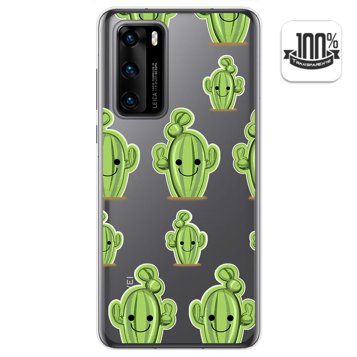 Funda Gel Transparente para Huawei P40 diseño Cactus Dibujos