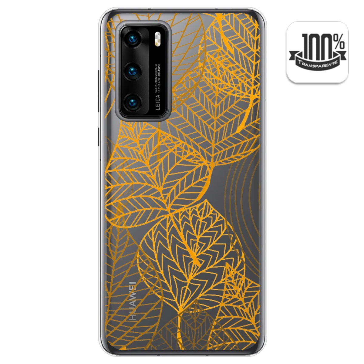 Funda Gel Transparente para Huawei P40 diseño Hojas Dibujos
