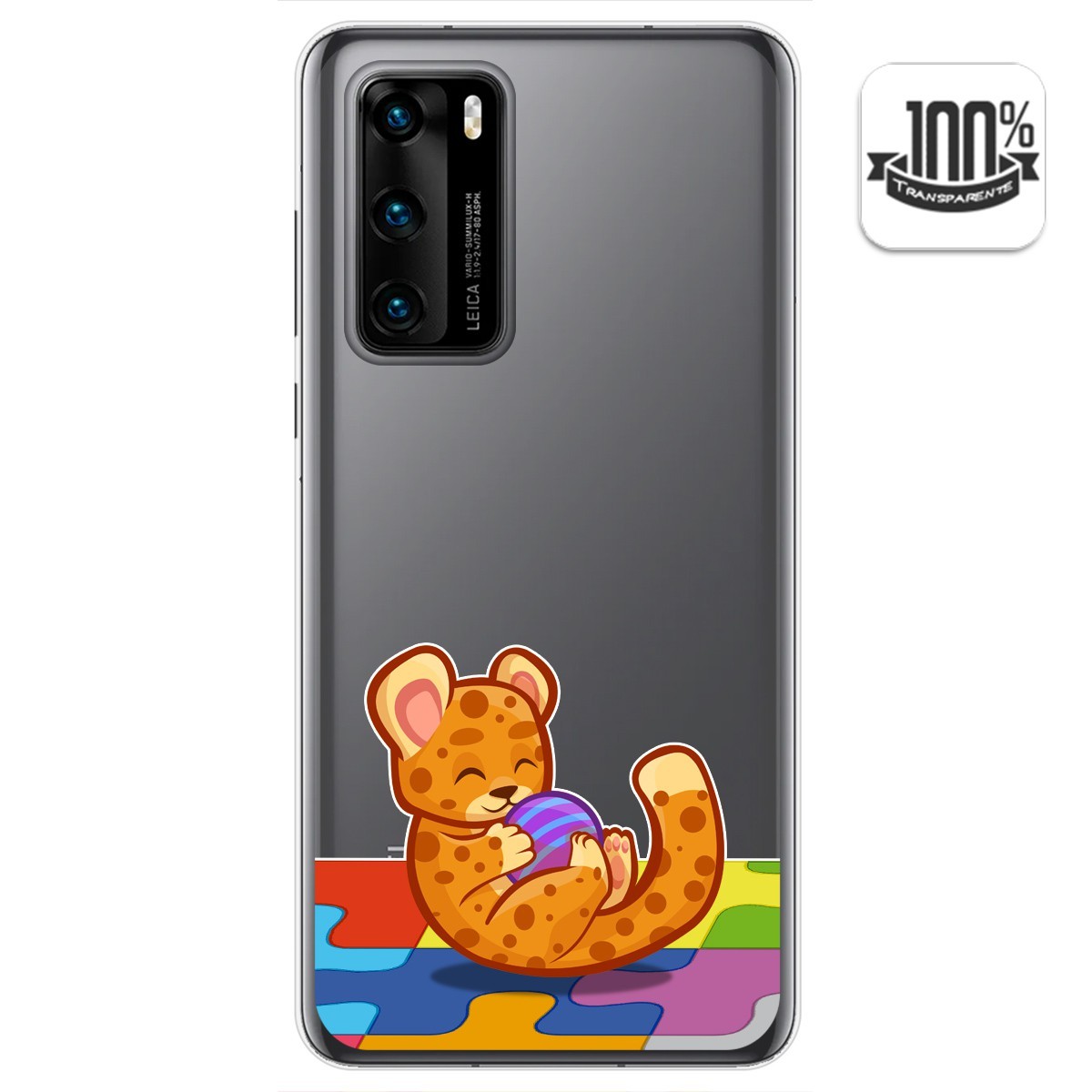 Funda Gel Transparente para Huawei P40 diseño Leopardo Dibujos