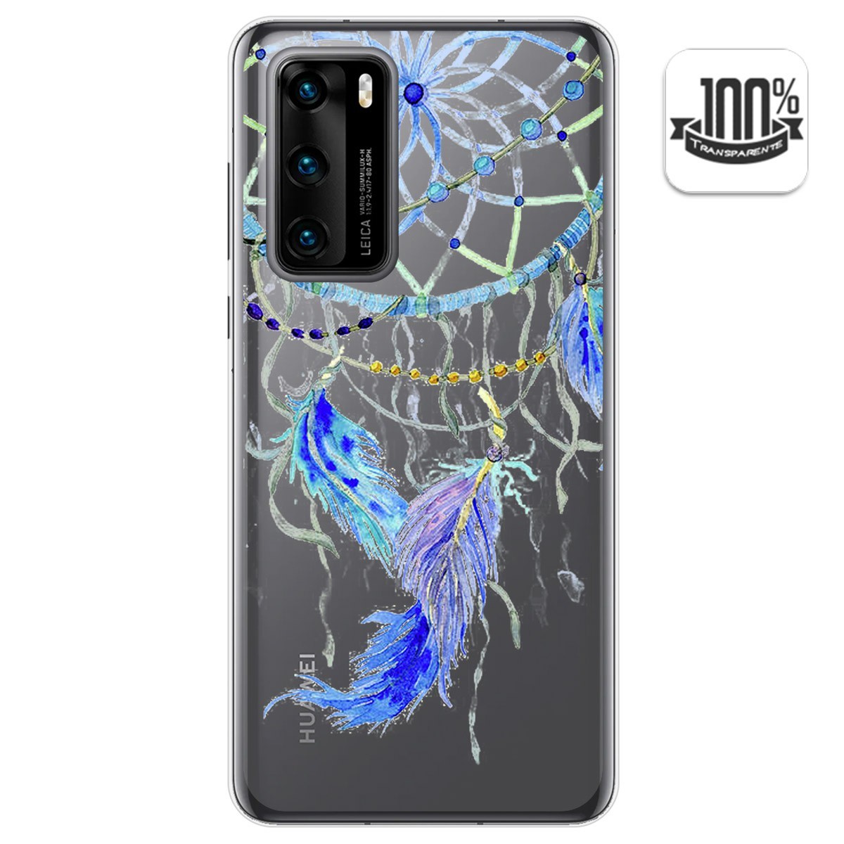 Funda Gel Transparente para Huawei P40 diseño Plumas Dibujos