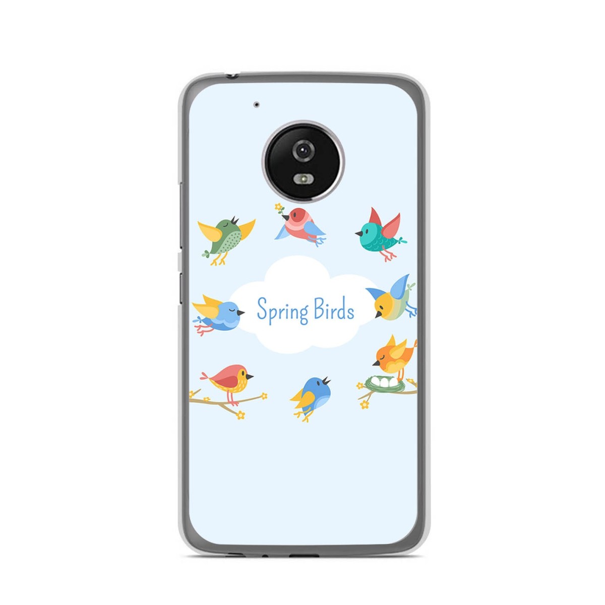 Funda Gel Tpu para Lenovo Moto G5 Diseño Spring Birds Dibujos