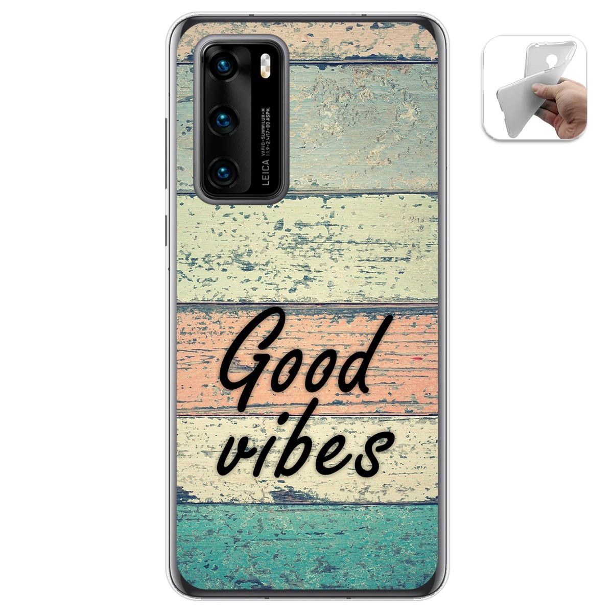 Funda Gel Tpu para Huawei P40 diseño Madera 01 Dibujos